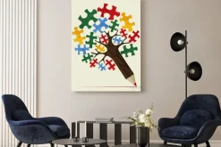 Obraz: Koncepcji strategicznej układanki ołówek drzewo