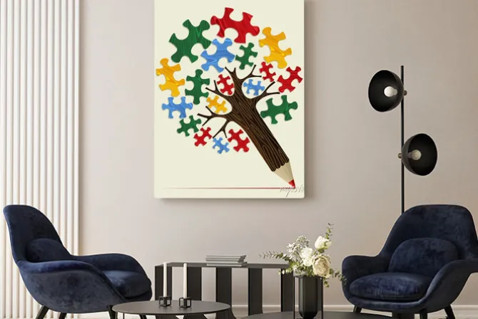 Obraz: Koncepcji strategicznej układanki ołówek drzewo