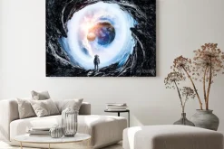 Obraz: Kosmiczna dziura i astronauta. różne środki przekazu