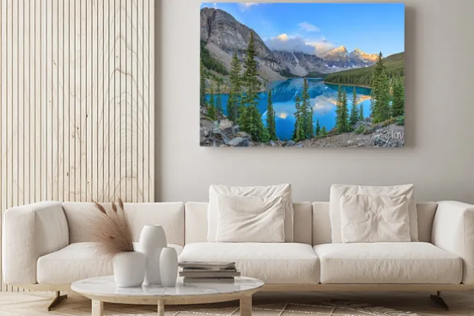 Obraz: Krajobraz z jeziorem moraine w parku narodowym banff