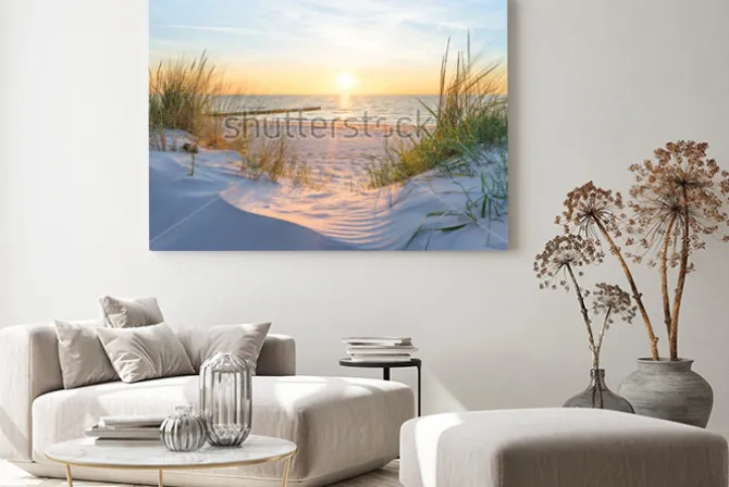 Obraz: Krajobraz z widokiem na morze i piaszczystą plażę