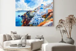 Obraz: Krajobraz z widokiem na wybrzeże grecji santorini