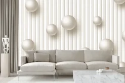 Obraz: Kremowe kule 3d na tle pasków