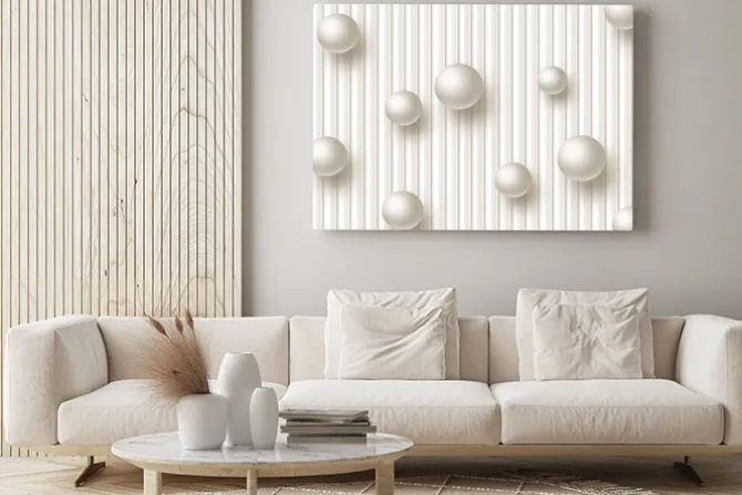 Obraz: Kremowe kule 3d na tle pasków