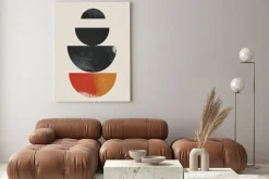 Obraz: Kształty geometryczne na beżowym tle w stylu minimalistycznym