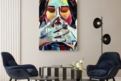 Obraz: Kubistyczny portret kobiety z zamkniętymi oczami