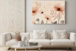 Obraz: Kwiaty polne maki i liście roślin