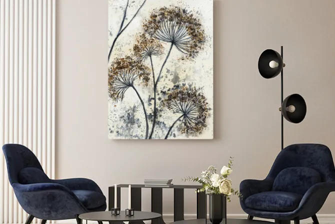 Obraz: Kwiaty polne rośliny na abstrakcyjnym tle