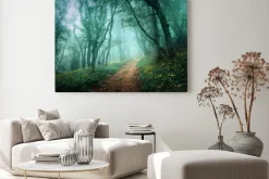Obraz: Las we mgle tajemniczy krajobraz