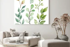 Obraz: Leaves watercolor set. hand painting floral illustration. green