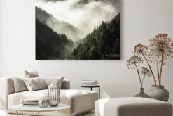 Obraz: Leśne pagórki we mgle