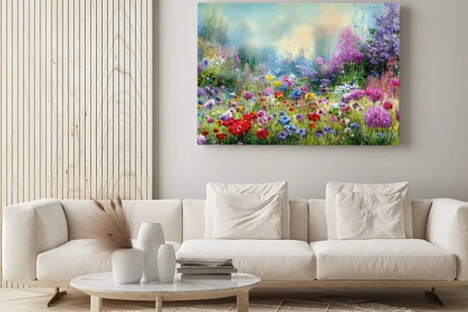 Obraz: Letni krajobraz łąki w stylu impresjonizmu