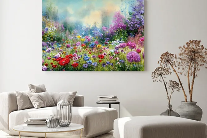 Obraz: Letni krajobraz łąki w stylu impresjonizmu