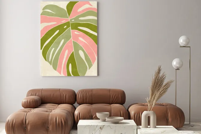 Obraz: Liść monstery w stylu boho