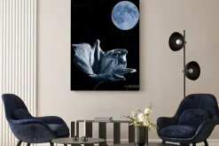 Obraz: Lilia na tle nocnego nieba i księżyca