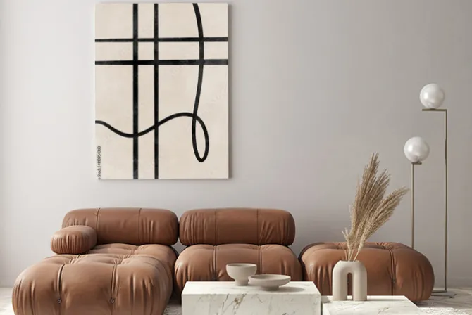 Obraz: Linie na beżowym tle styl skandynawski