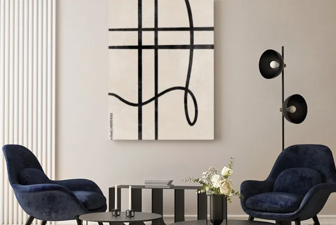 Obraz: Linie na beżowym tle styl skandynawski