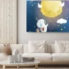 Obraz: Little astronaut boy flying with moon baloon