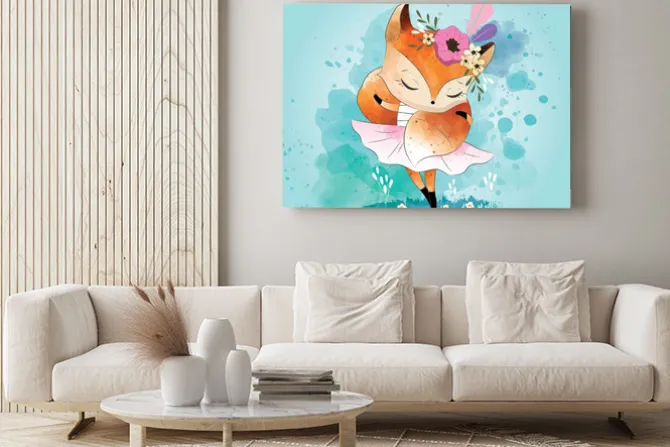 Obraz: Little fox with its tail scarf