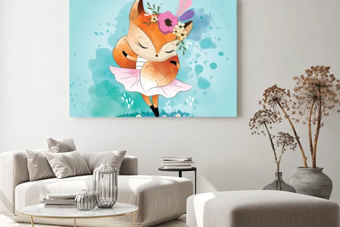 Obraz: Little fox with its tail scarf