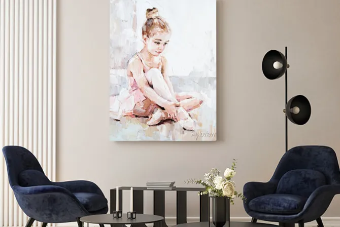 Obraz: Mała baletnica w baletkach w stylu malarskim