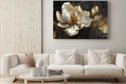 Obraz: Magnolia biały kwiat 3d na betonie