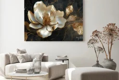 Obraz: Magnolia biały kwiat 3d na betonie