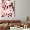 Obraz: Make up cosmetics products against pink color background