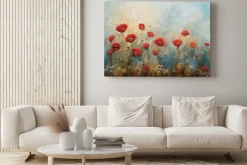 Obraz: Maki czerwone kwiaty na letniej łące naturalna sceneria
