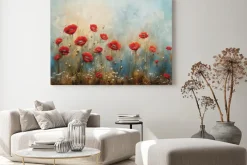 Obraz: Maki czerwone kwiaty na letniej łące naturalna sceneria