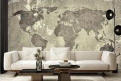 Obraz: Malowana mapa świata na betonie