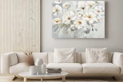 Obraz: Malowane białe kwiaty w stylu olejnym