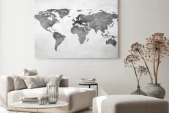 Obraz: Mapa świata na betonowym tle