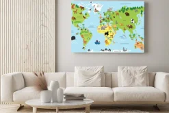 Obraz: Mapa zwierzęta rysunkowe po polsku