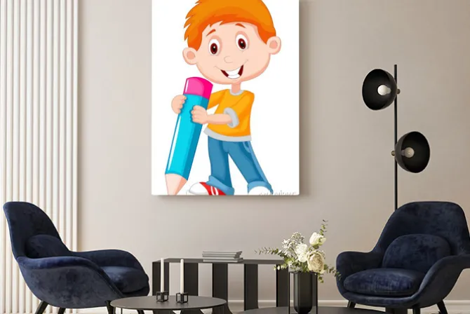 Obraz: Mały chłopiec z ołówkiem