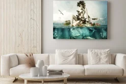 Obraz: Mermaid underwater beautiful woman seating on a shell in sea