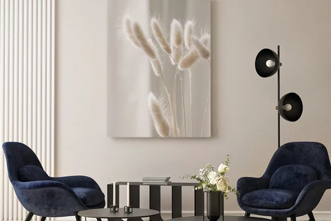 Obraz: Minimalistyczny motyw suchych traw w stylu boho