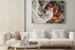 Obraz: Młoda dziewczyna na polu ziół i dzikich kwiatów