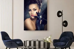 Obraz: Moda portret beauty dziewczyna. vintage style girl rękawiczkach