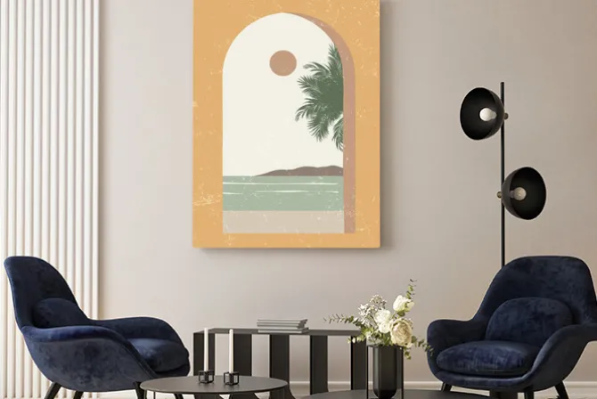 Obraz: Morski krajobraz w stylu boho abstrakcja