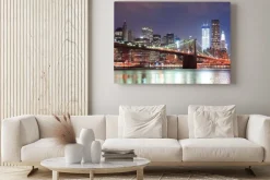 Obraz: Most brookliński nocą z panoramą nowego jorku