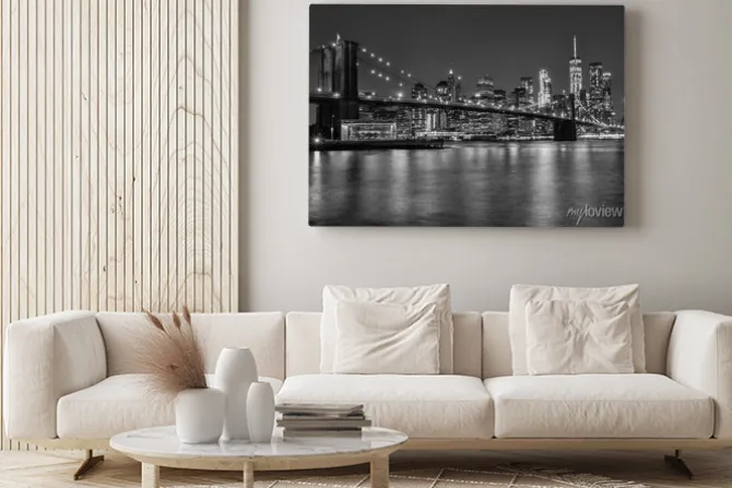 Obraz: Most brookliński w czerni i bieli