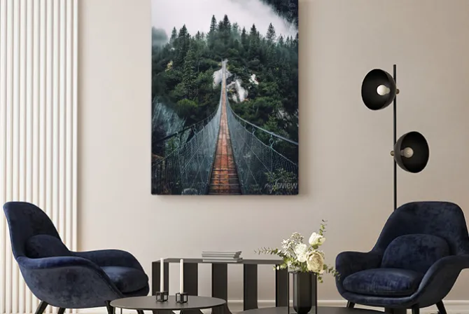 Obraz: Most wiszący w lesie