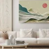 Obraz: Mountain landscape watercolor painting illustration with line
