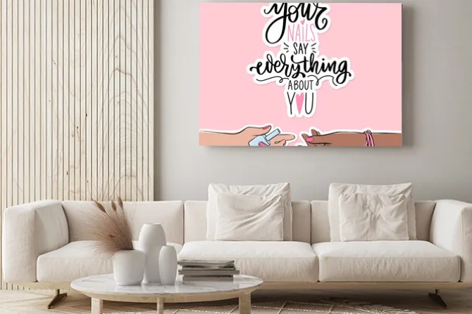 Obraz: Nails and manicure banner or poster illustration. female hands