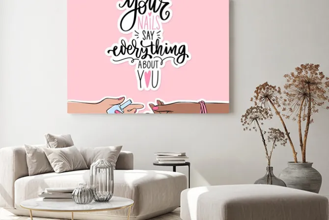 Obraz: Nails and manicure banner or poster illustration. female hands