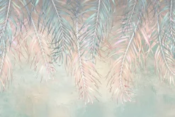 Obraz: Niebieskie i różowe liście palm