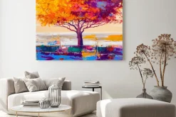 Obraz: Obraz olejny drzewa, tło artystyczne