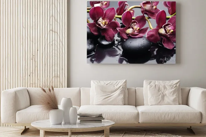 Obraz: Oddział terapii czerwony orchidea z kamieni
