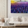 Obraz: Oil flower field painting purple lavender lupine flowers at sunrise